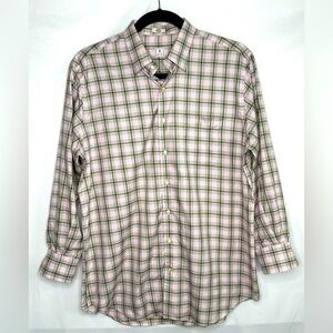 Peter Millar Pink Brown Plaid Shirt Long Sleeve‎ Button up Cotton Casual Sz XL